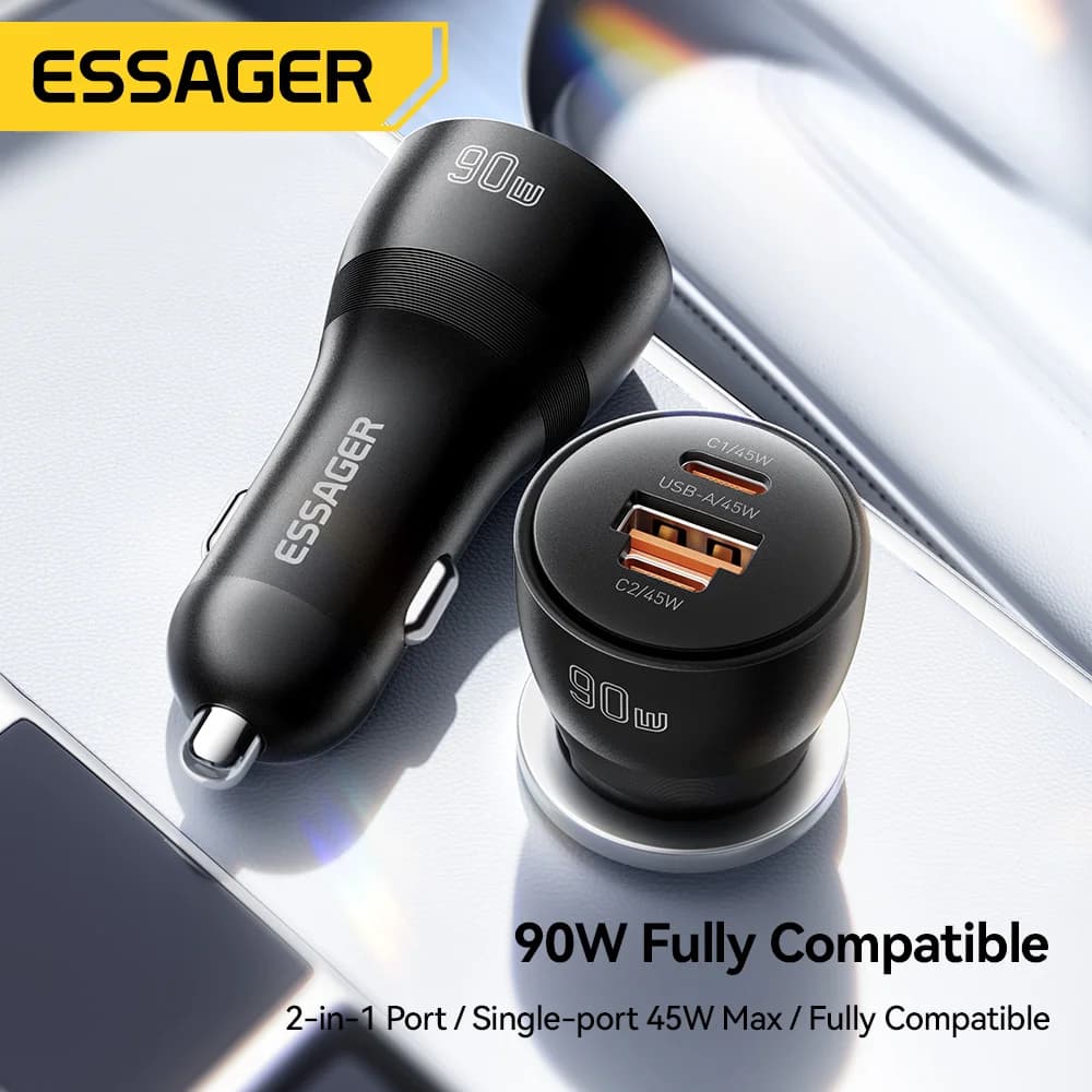 מטען לרכב USB Type-C PD מהיר 90W