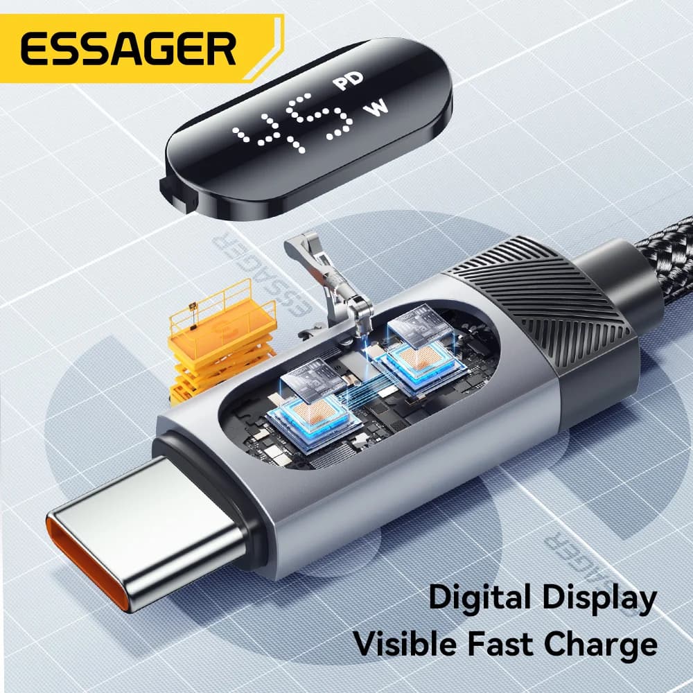 מטען רכב 108W עם USB-C, USB-A וכבל קפיץ